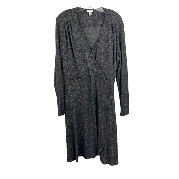 NEW Spense Dark Gray Marled Long Sleeve V-Neck Knit Dress - Size Large - Picture 1 of 8